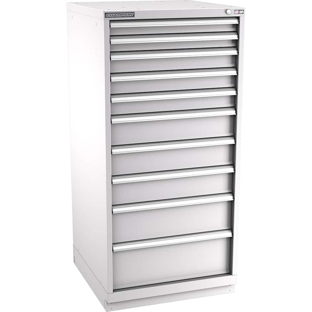 Champion Tool Storage - Modular Storage Cabinets; Type: Eye-Level Standard Width Drawer Cabinet ; Number of Drawers: 10.000 ; Height (Inch): 59-1/2 ; Width (Inch): 28-1/4 ; Depth (Inch): 28-1/2 ; Color: Light Gray - Exact Tooling