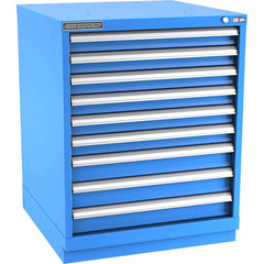 Champion Tool Storage - Modular Storage Cabinets; Type: Bench-Height Standard Width Drawer Cabinet ; Number of Drawers: 9.000 ; Height (Inch): 35-7/8 ; Width (Inch): 28-1/4 ; Depth (Inch): 28-1/2 ; Color: Bright Blue - Exact Tooling