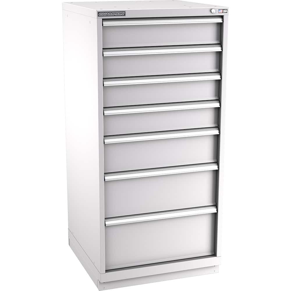 Champion Tool Storage - Modular Storage Cabinets; Type: Eye-Level Standard Width Drawer Cabinet ; Number of Drawers: 7.000 ; Height (Inch): 59-1/2 ; Width (Inch): 28-1/4 ; Depth (Inch): 28-1/2 ; Color: Light Gray - Exact Tooling