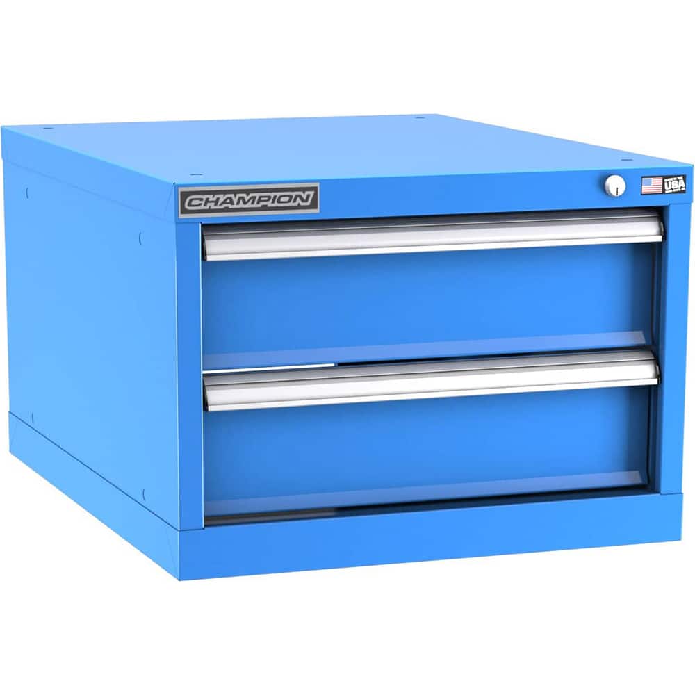 Champion Tool Storage - Modular Storage Cabinets; Type: Under-Desk Narrow Width Drawer Cabinet ; Number of Drawers: 2.000 ; Height (Inch): 15-3/4 ; Width (Inch): 22-3/16 ; Depth (Inch): 28-1/2 ; Color: Bright Blue - Exact Tooling