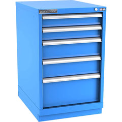 Champion Tool Storage - Modular Storage Cabinets; Type: Bench-Height Narrow Width Drawer Cabinet ; Number of Drawers: 5.000 ; Height (Inch): 35-7/8 ; Width (Inch): 22-3/16 ; Depth (Inch): 28-1/2 ; Color: Bright Blue - Exact Tooling