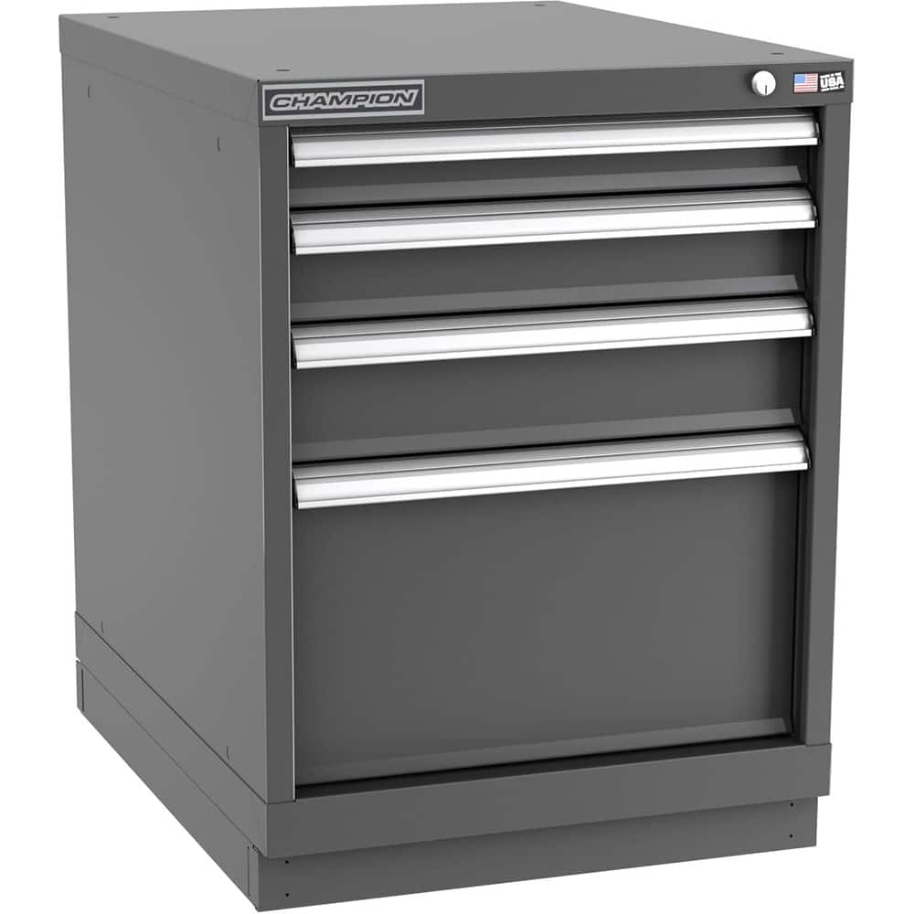Champion Tool Storage - Modular Storage Cabinets; Type: Desk-Height Narrow Width Drawer Cabinet ; Number of Drawers: 4.000 ; Height (Inch): 29-7/8 ; Width (Inch): 22-3/16 ; Depth (Inch): 28-1/2 ; Color: Dark Gray - Exact Tooling