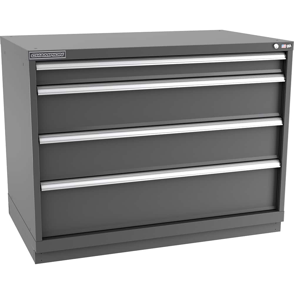 Champion Tool Storage - Modular Storage Cabinets; Type: Bench-Height Extra Width Drawer Cabinet ; Number of Drawers: 4.000 ; Height (Inch): 35-7/8 ; Width (Inch): 47 ; Depth (Inch): 28-1/2 ; Color: Dark Gray - Exact Tooling