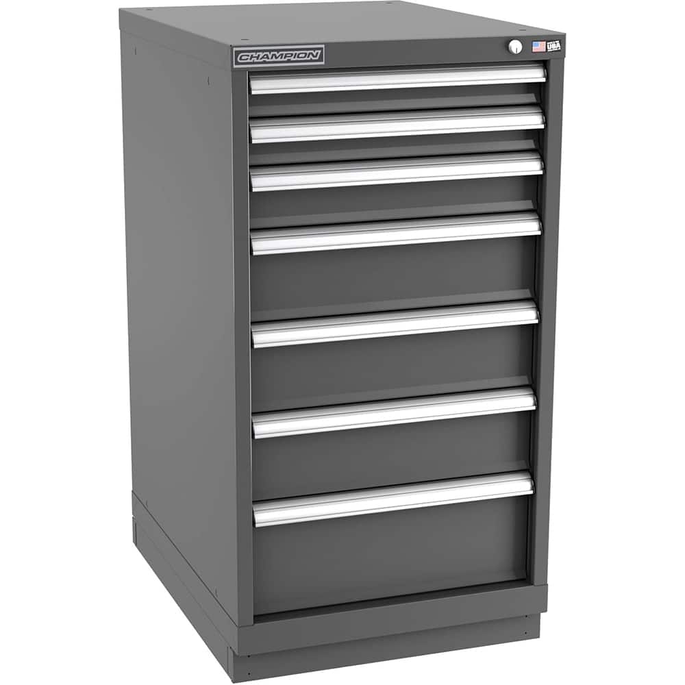 Champion Tool Storage - Modular Storage Cabinets; Type: Counter-Height Narrow Width Drawer Cabinet ; Number of Drawers: 7.000 ; Height (Inch): 41-3/4 ; Width (Inch): 22-3/16 ; Depth (Inch): 28-1/2 ; Color: Dark Gray - Exact Tooling