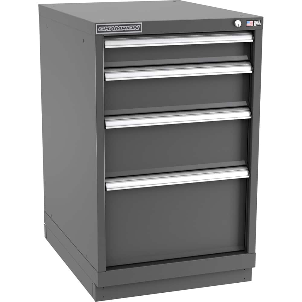 Champion Tool Storage - Modular Storage Cabinets; Type: Bench-Height Narrow Width Drawer Cabinet ; Number of Drawers: 4.000 ; Height (Inch): 35-7/8 ; Width (Inch): 22-3/16 ; Depth (Inch): 28-1/2 ; Color: Dark Gray - Exact Tooling