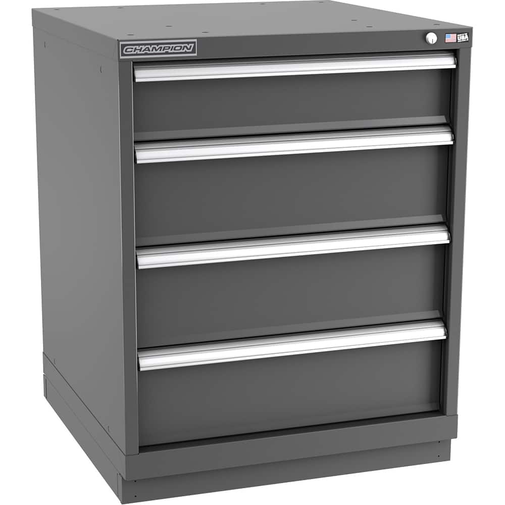 Champion Tool Storage - Modular Storage Cabinets; Type: Bench-Height Standard Width Drawer Cabinet ; Number of Drawers: 4.000 ; Height (Inch): 35-7/8 ; Width (Inch): 28-1/4 ; Depth (Inch): 28-1/2 ; Color: Dark Gray - Exact Tooling