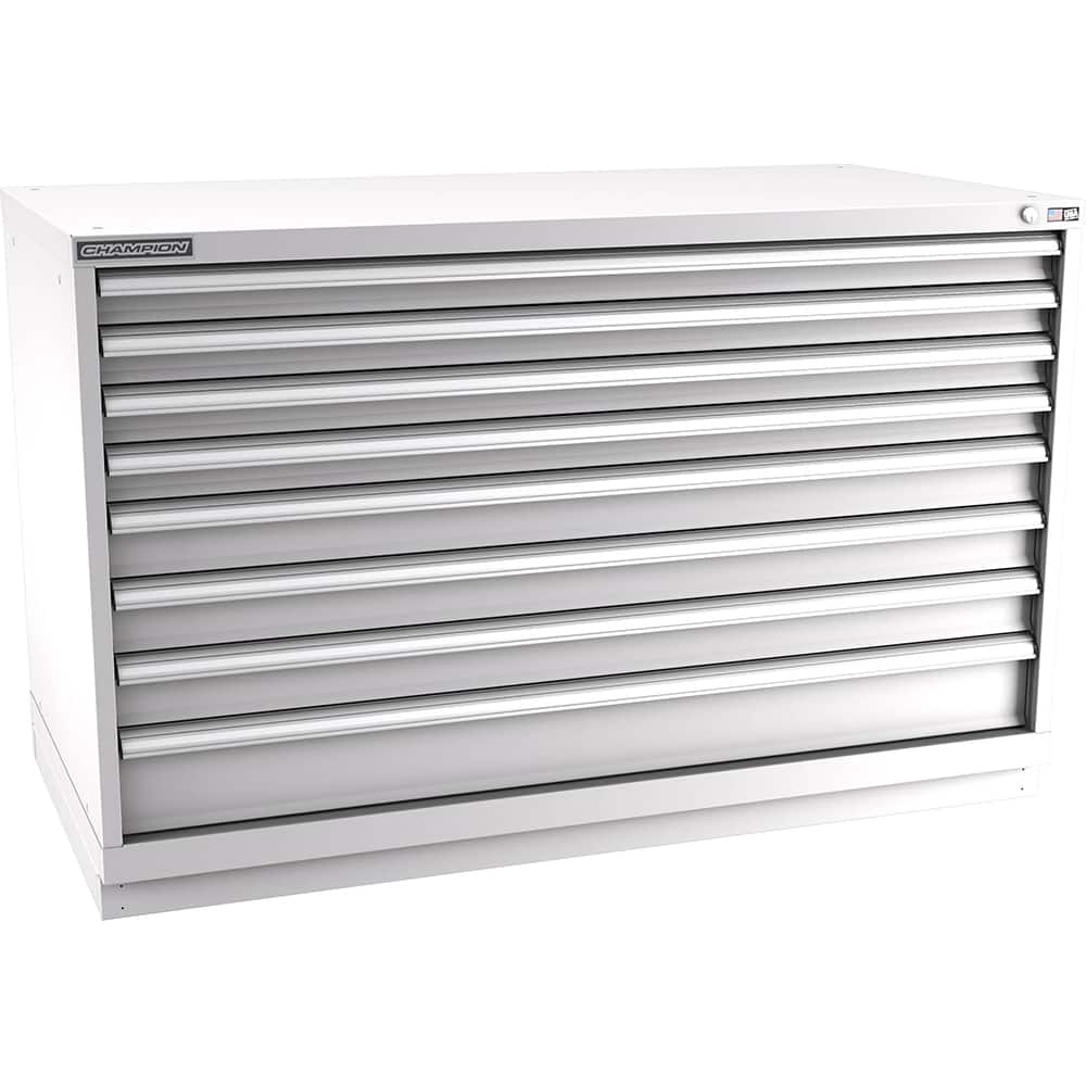 Champion Tool Storage - Modular Storage Cabinets; Type: Bench-Height Double Width Drawer Cabinet ; Number of Drawers: 8.000 ; Height (Inch): 35-7/8 ; Width (Inch): 56-1/2 ; Depth (Inch): 28-1/2 ; Color: Light Gray - Exact Tooling