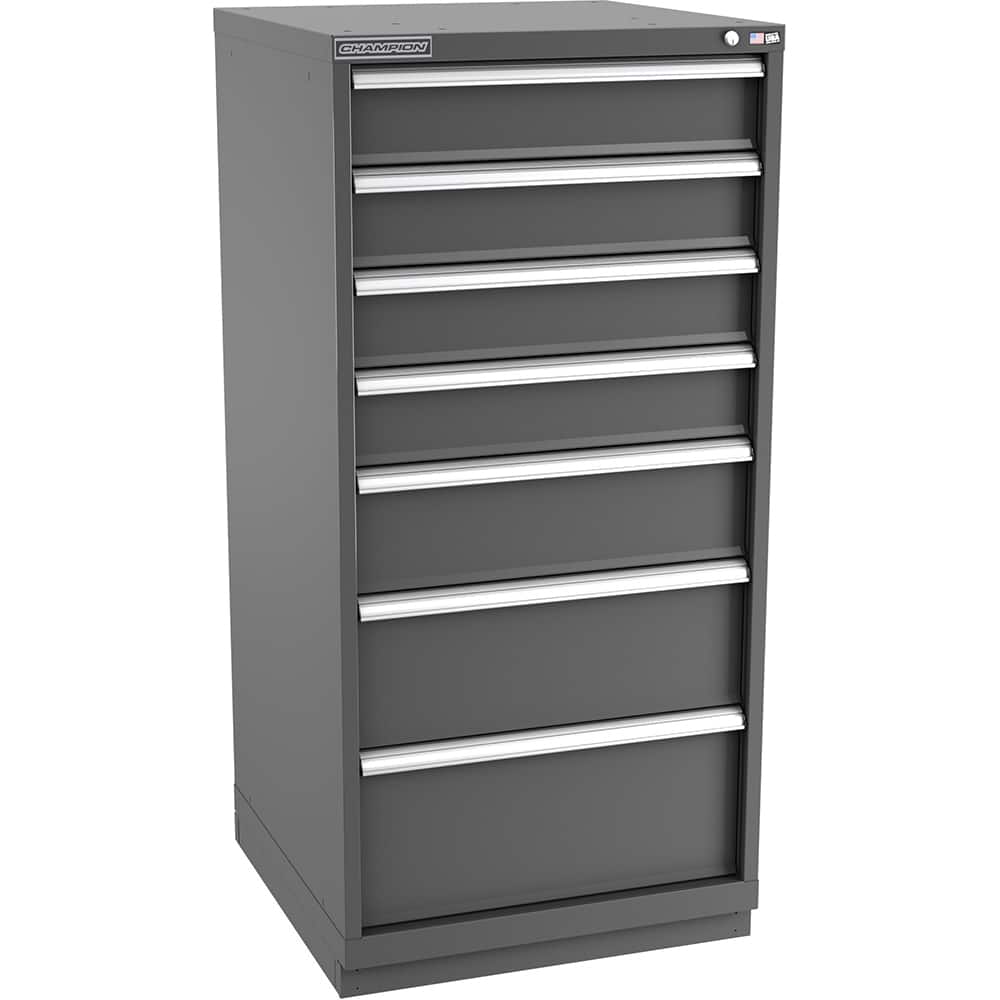 Champion Tool Storage - Modular Storage Cabinets; Type: Eye-Level Standard Width Drawer Cabinet ; Number of Drawers: 7.000 ; Height (Inch): 59-1/2 ; Width (Inch): 28-1/4 ; Depth (Inch): 28-1/2 ; Color: Dark Gray - Exact Tooling
