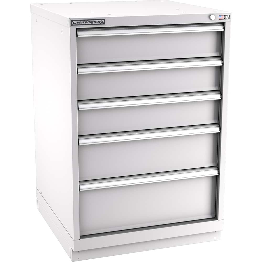 Champion Tool Storage - Modular Storage Cabinets; Type: Counter-Height Standard Width Drawer Cabinet ; Number of Drawers: 5.000 ; Height (Inch): 41-3/4 ; Width (Inch): 28-1/4 ; Depth (Inch): 28-1/2 ; Color: Light Gray - Exact Tooling