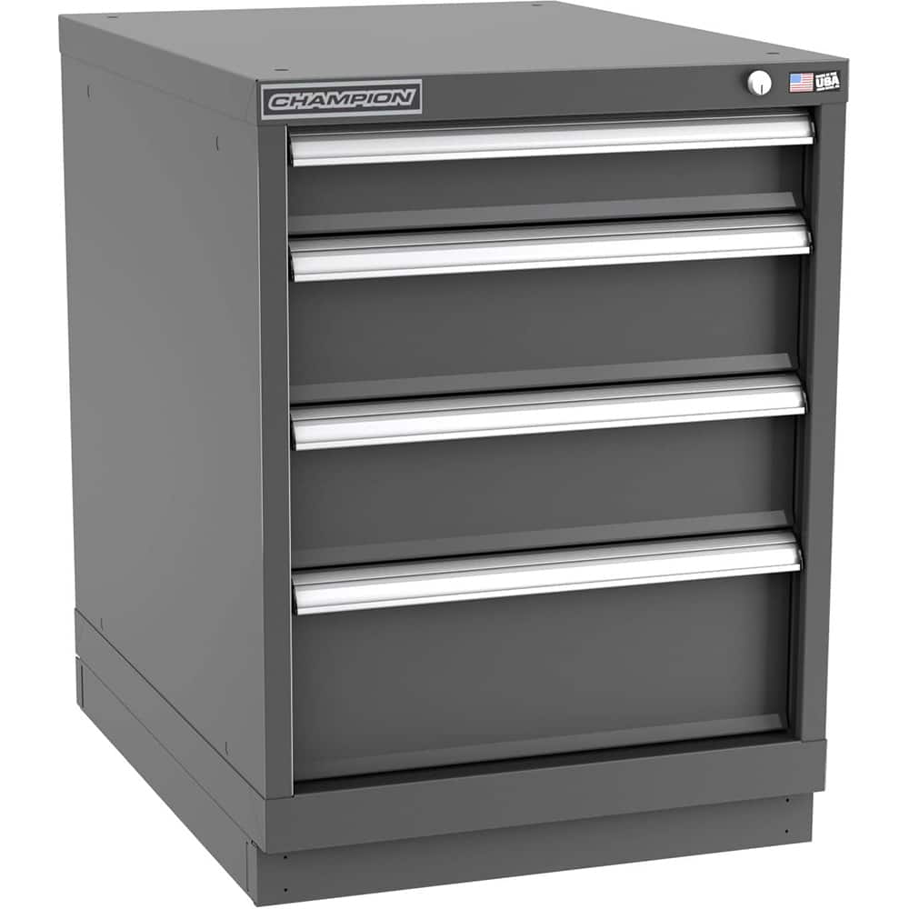 Champion Tool Storage - Modular Storage Cabinets; Type: Desk-Height Narrow Width Drawer Cabinet ; Number of Drawers: 4.000 ; Height (Inch): 29-7/8 ; Width (Inch): 22-3/16 ; Depth (Inch): 28-1/2 ; Color: Dark Gray - Exact Tooling