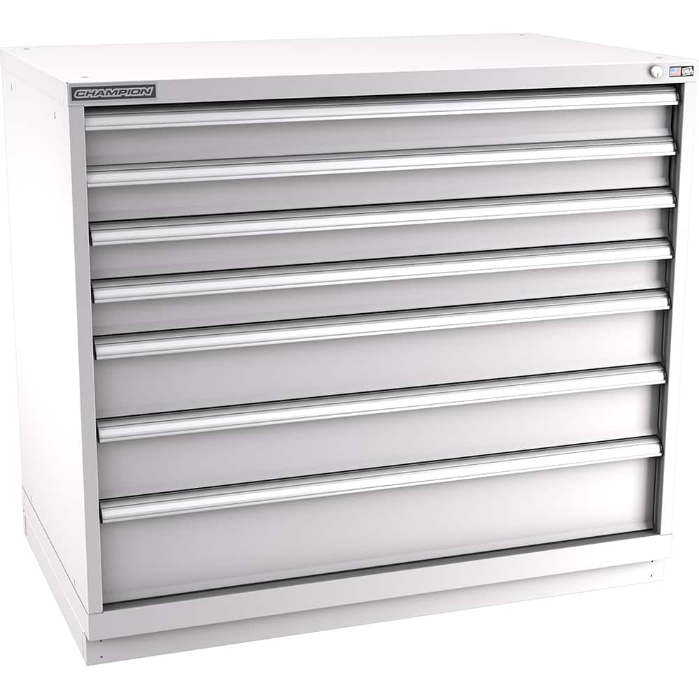 Champion Tool Storage - Modular Storage Cabinets; Type: Counter-Height Extra Width Drawer Cabinet ; Number of Drawers: 7.000 ; Height (Inch): 41-3/4 ; Width (Inch): 47 ; Depth (Inch): 28-1/2 ; Color: Light Gray - Exact Tooling