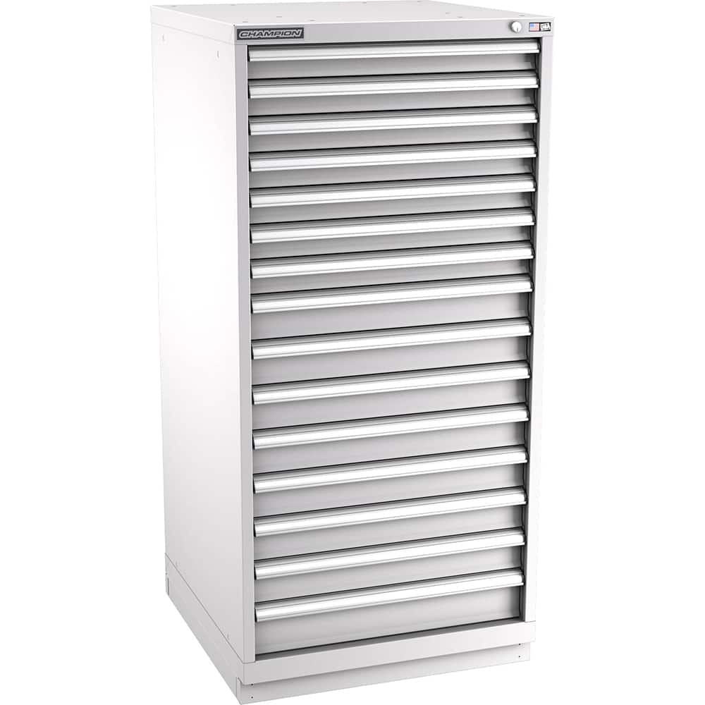 Champion Tool Storage - Modular Storage Cabinets; Type: Eye-Level Standard Width Drawer Cabinet ; Number of Drawers: 15.000 ; Height (Inch): 59-1/2 ; Width (Inch): 28-1/4 ; Depth (Inch): 28-1/2 ; Color: Light Gray - Exact Tooling