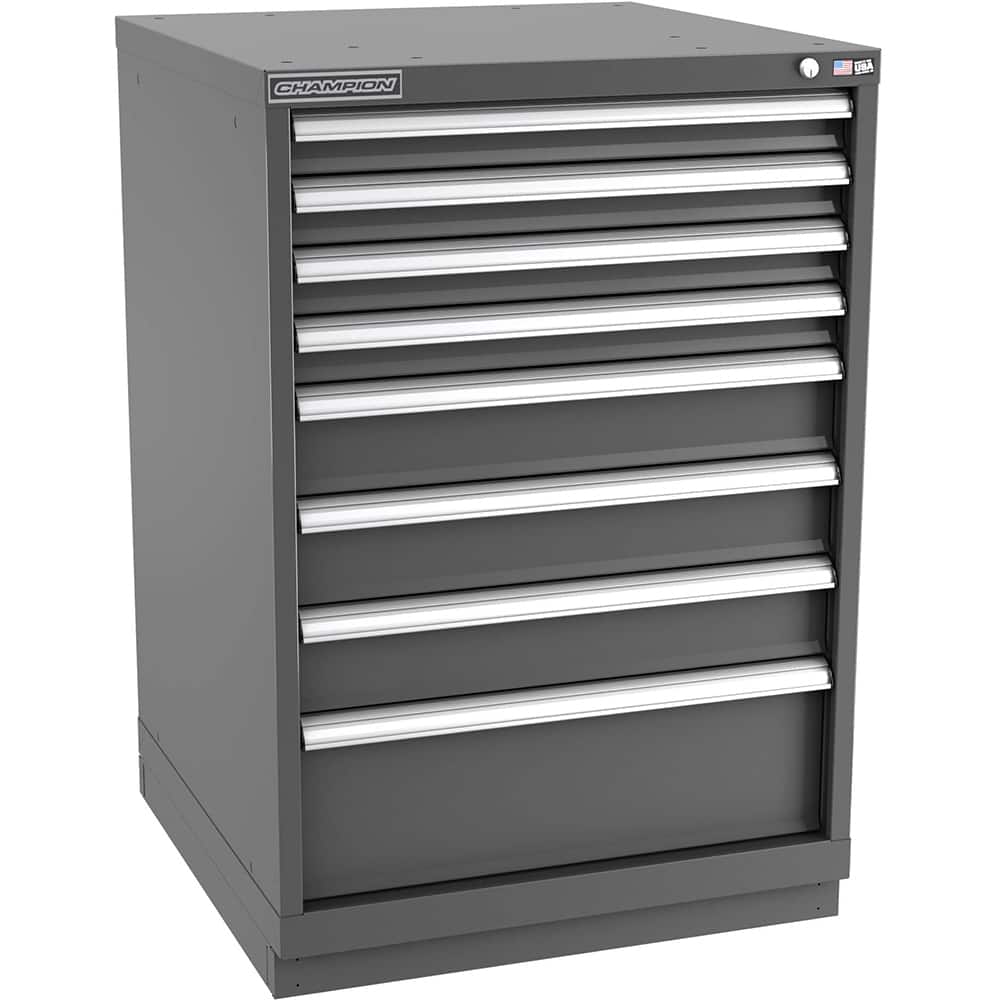 Champion Tool Storage - Modular Storage Cabinets; Type: Counter-Height Standard Width Drawer Cabinet ; Number of Drawers: 8.000 ; Height (Inch): 41-3/4 ; Width (Inch): 28-1/4 ; Depth (Inch): 28-1/2 ; Color: Dark Gray - Exact Tooling