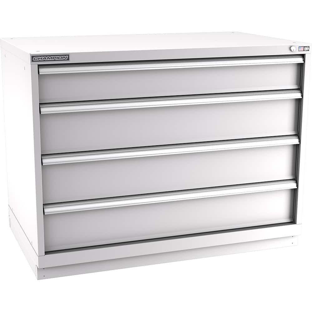 Champion Tool Storage - Modular Storage Cabinets; Type: Bench-Height Extra Width Drawer Cabinet ; Number of Drawers: 4.000 ; Height (Inch): 35-7/8 ; Width (Inch): 47 ; Depth (Inch): 28-1/2 ; Color: Light Gray - Exact Tooling