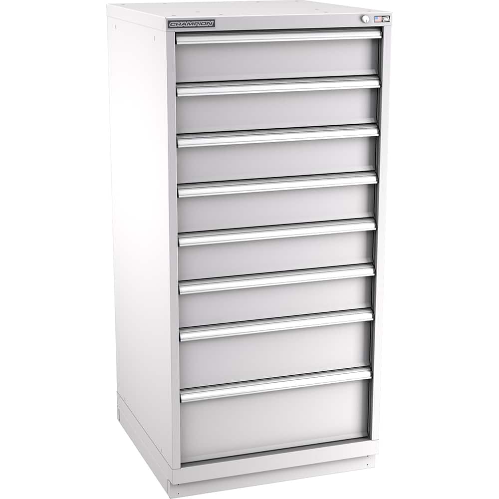 Champion Tool Storage - Modular Storage Cabinets; Type: Eye-Level Standard Width Drawer Cabinet ; Number of Drawers: 8.000 ; Height (Inch): 59-1/2 ; Width (Inch): 28-1/4 ; Depth (Inch): 28-1/2 ; Color: Light Gray - Exact Tooling