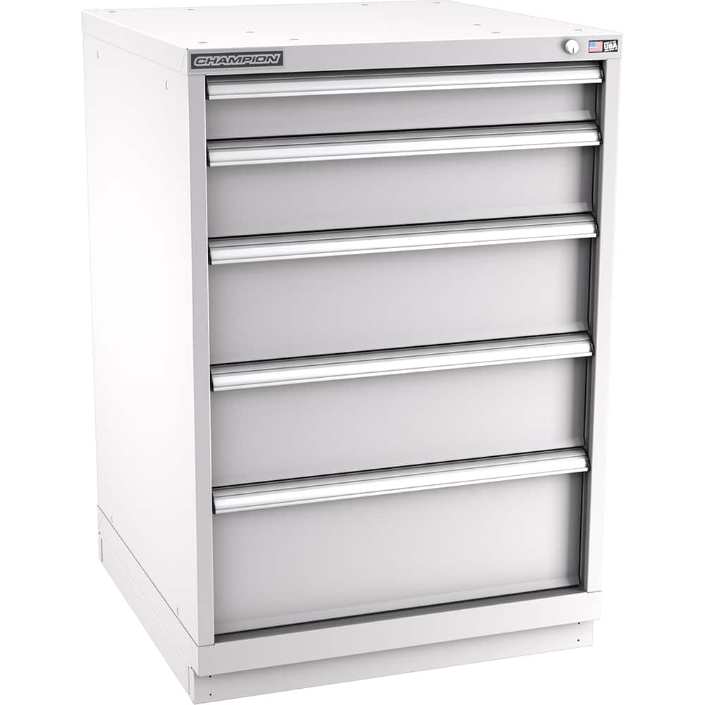 Champion Tool Storage - Modular Storage Cabinets; Type: Counter-Height Standard Width Drawer Cabinet ; Number of Drawers: 5.000 ; Height (Inch): 41-3/4 ; Width (Inch): 28-1/4 ; Depth (Inch): 28-1/2 ; Color: Light Gray - Exact Tooling