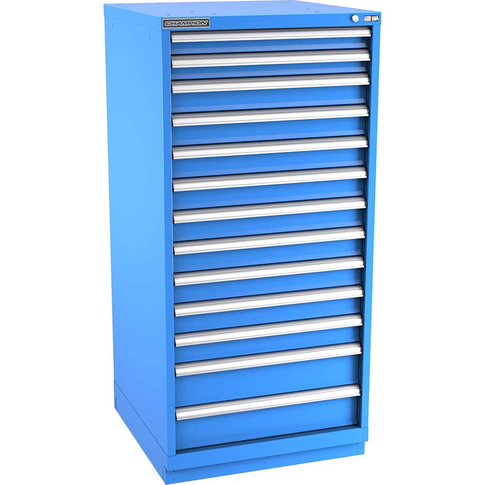 Champion Tool Storage - Modular Storage Cabinets; Type: Eye-Level Standard Width Drawer Cabinet ; Number of Drawers: 13.000 ; Height (Inch): 59-1/2 ; Width (Inch): 28-1/4 ; Depth (Inch): 28-1/2 ; Color: Bright Blue - Exact Tooling