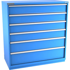 Champion Tool Storage - Modular Storage Cabinets; Type: Eye-Level Double Width Drawer Cabinet ; Number of Drawers: 6.000 ; Height (Inch): 59-1/2 ; Width (Inch): 56-1/2 ; Depth (Inch): 28-1/2 ; Color: Bright Blue - Exact Tooling