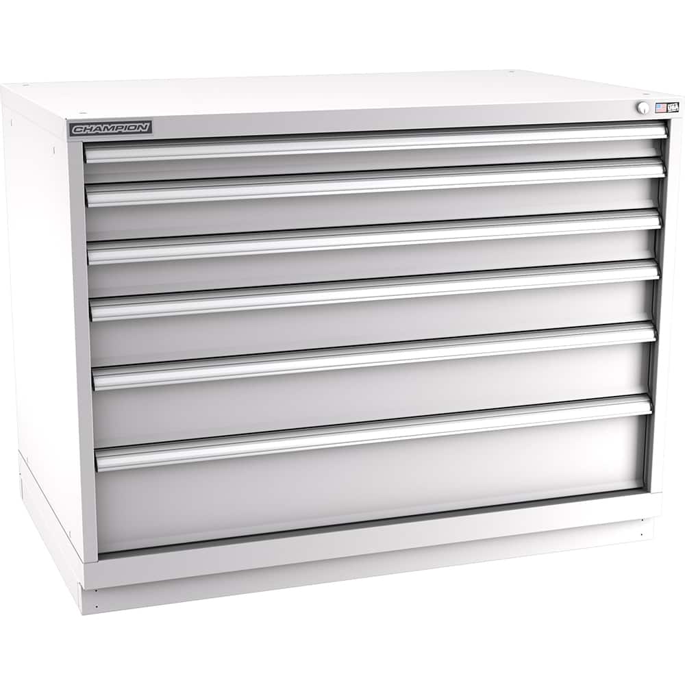 Champion Tool Storage - Modular Storage Cabinets; Type: Bench-Height Extra Width Drawer Cabinet ; Number of Drawers: 6.000 ; Height (Inch): 35-7/8 ; Width (Inch): 47 ; Depth (Inch): 28-1/2 ; Color: Light Gray - Exact Tooling