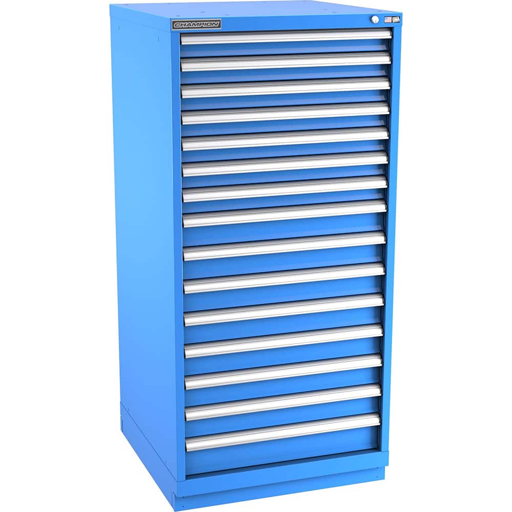 Champion Tool Storage - Modular Storage Cabinets; Type: Eye-Level Standard Width Drawer Cabinet ; Number of Drawers: 15.000 ; Height (Inch): 59-1/2 ; Width (Inch): 28-1/4 ; Depth (Inch): 28-1/2 ; Color: Bright Blue - Exact Tooling