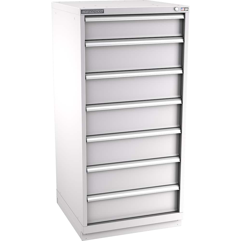 Champion Tool Storage - Modular Storage Cabinets; Type: Eye-Level Standard Width Drawer Cabinet ; Number of Drawers: 7.000 ; Height (Inch): 59-1/2 ; Width (Inch): 28-1/4 ; Depth (Inch): 28-1/2 ; Color: Light Gray - Exact Tooling