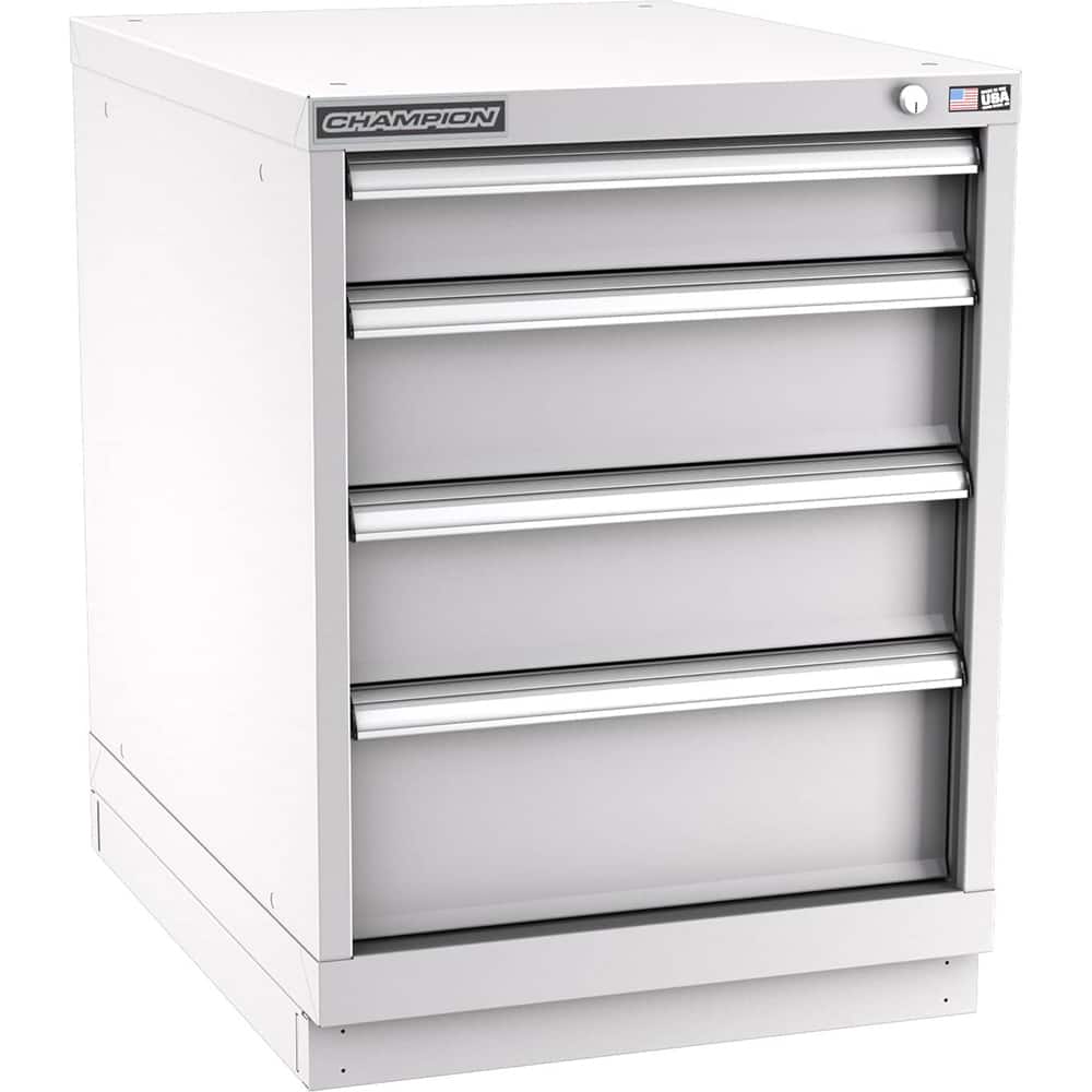 Champion Tool Storage - Modular Storage Cabinets; Type: Desk-Height Narrow Width Drawer Cabinet ; Number of Drawers: 4.000 ; Height (Inch): 29-7/8 ; Width (Inch): 22-3/16 ; Depth (Inch): 28-1/2 ; Color: Light Gray - Exact Tooling