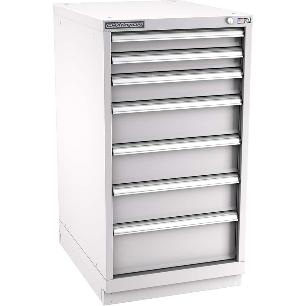 Champion Tool Storage - Modular Storage Cabinets; Type: Counter-Height Narrow Width Drawer Cabinet ; Number of Drawers: 7.000 ; Height (Inch): 41-3/4 ; Width (Inch): 22-3/16 ; Depth (Inch): 28-1/2 ; Color: Light Gray - Exact Tooling