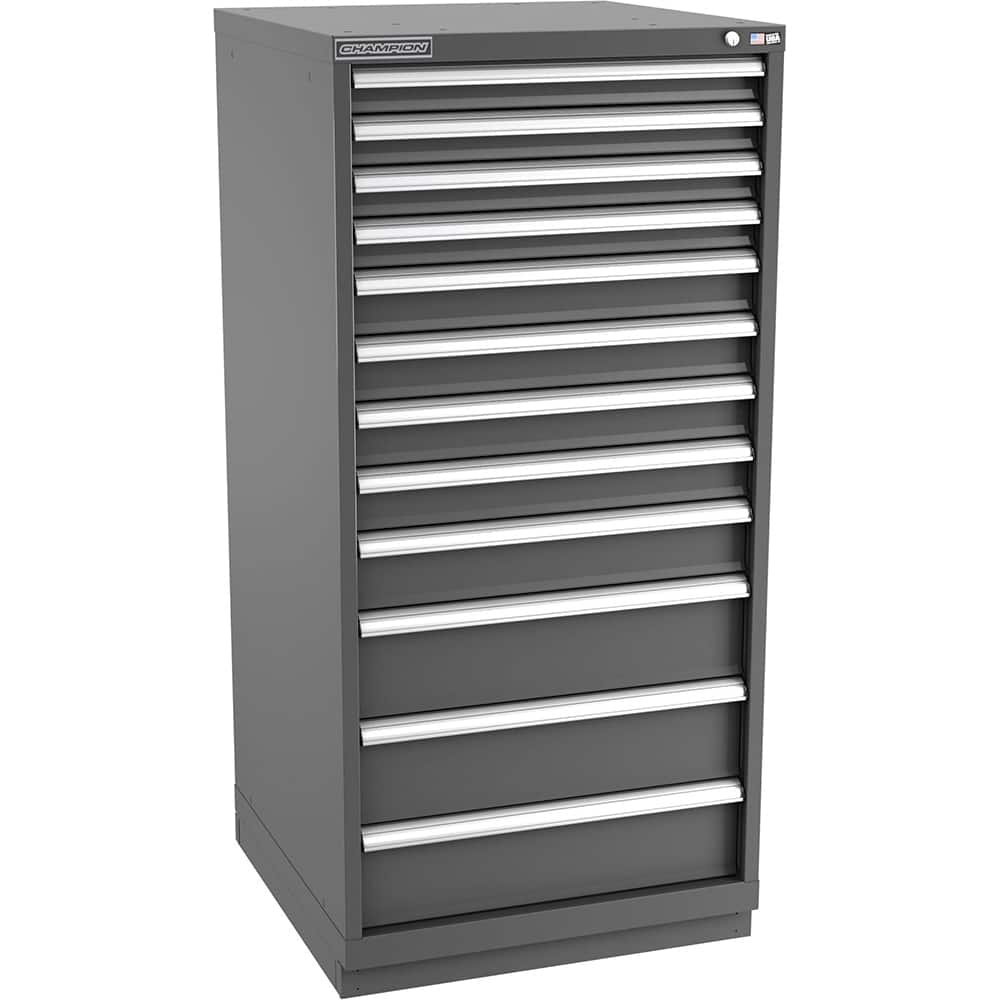 Champion Tool Storage - Modular Storage Cabinets; Type: Eye-Level Standard Width Drawer Cabinet ; Number of Drawers: 12.000 ; Height (Inch): 59-1/2 ; Width (Inch): 28-1/4 ; Depth (Inch): 28-1/2 ; Color: Dark Gray - Exact Tooling