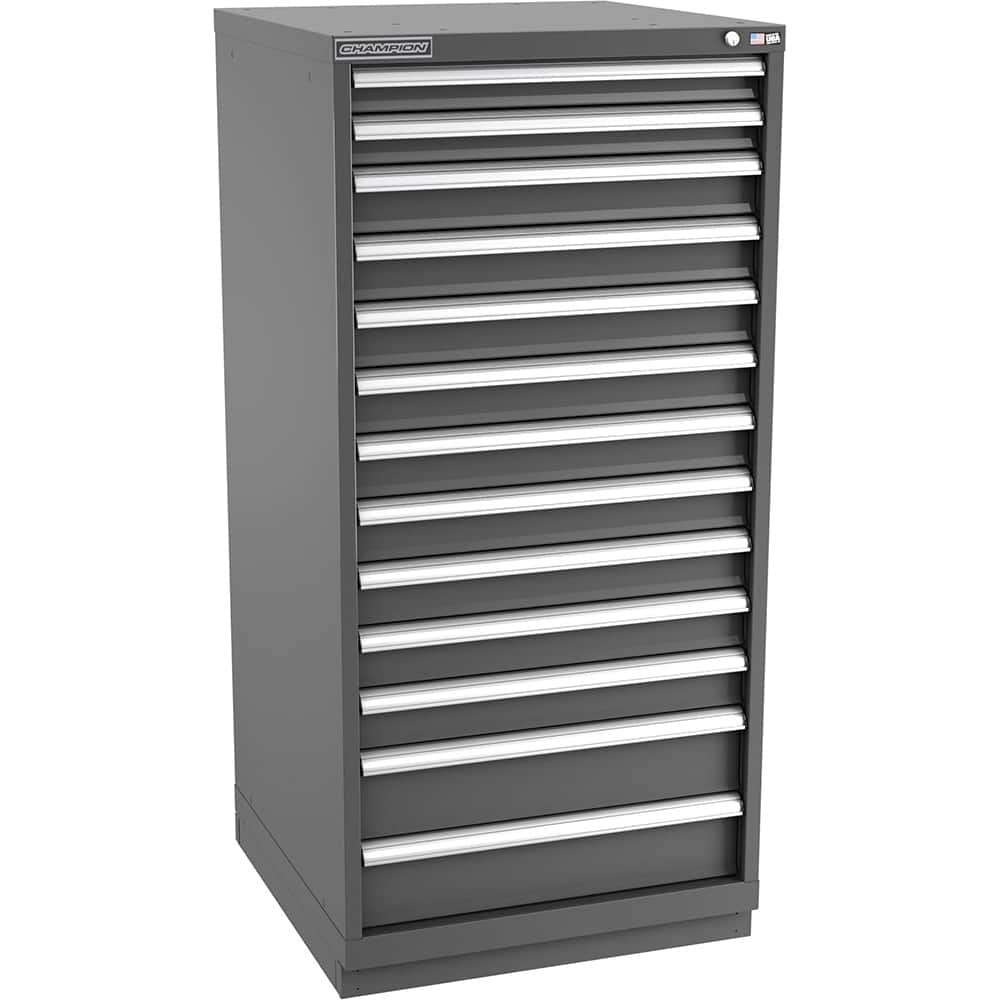 Champion Tool Storage - Modular Storage Cabinets; Type: Eye-Level Standard Width Drawer Cabinet ; Number of Drawers: 13.000 ; Height (Inch): 59-1/2 ; Width (Inch): 28-1/4 ; Depth (Inch): 28-1/2 ; Color: Dark Gray - Exact Tooling