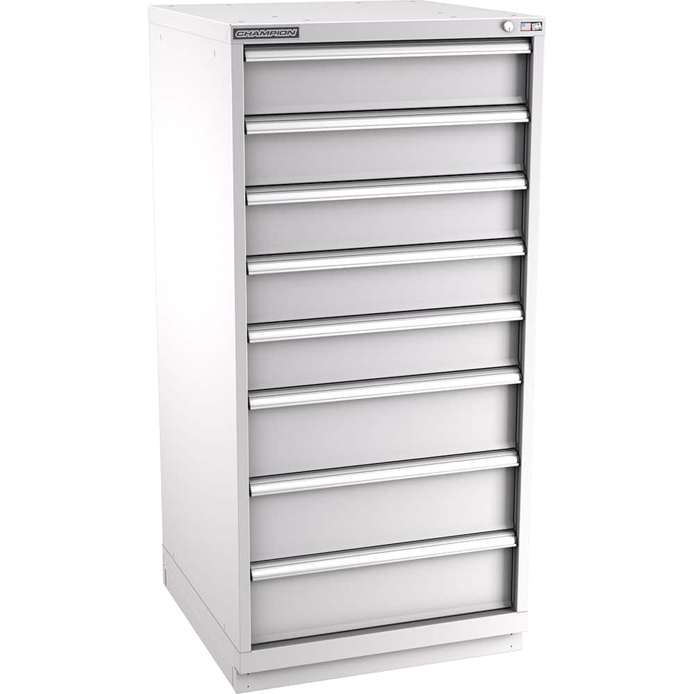 Champion Tool Storage - Modular Storage Cabinets; Type: Eye-Level Standard Width Drawer Cabinet ; Number of Drawers: 8.000 ; Height (Inch): 59-1/2 ; Width (Inch): 28-1/4 ; Depth (Inch): 28-1/2 ; Color: Light Gray - Exact Tooling