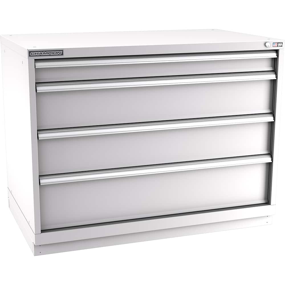 Champion Tool Storage - Modular Storage Cabinets; Type: Bench-Height Extra Width Drawer Cabinet ; Number of Drawers: 4.000 ; Height (Inch): 35-7/8 ; Width (Inch): 47 ; Depth (Inch): 28-1/2 ; Color: Light Gray - Exact Tooling