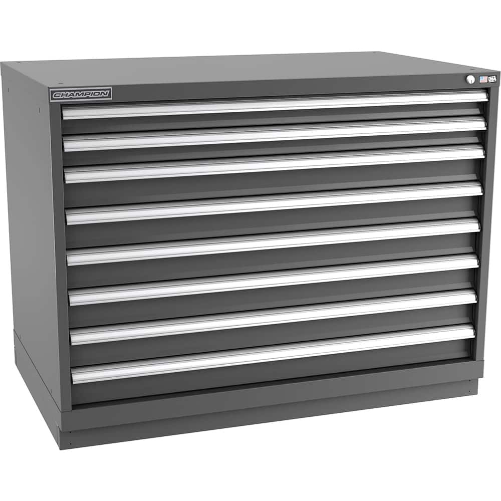 Champion Tool Storage - Modular Storage Cabinets; Type: Bench-Height Extra Width Drawer Cabinet ; Number of Drawers: 8.000 ; Height (Inch): 35-7/8 ; Width (Inch): 47 ; Depth (Inch): 28-1/2 ; Color: Dark Gray - Exact Tooling