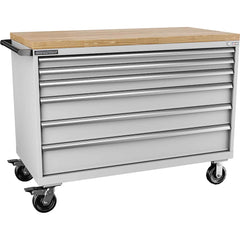 Champion Tool Storage - Mobile Work Centers; Type: Standard Depth Butcher Block Top Cabinet ; Load Capacity (Lb.): 440.000 ; Number of Drawers: 6 ; Width (Inch): 56-1/2 ; Depth (Inch): 28-1/2 ; Height (Inch): 43-1/4 - Exact Tooling