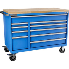 Champion Tool Storage - Mobile Work Centers; Type: Standard Depth Butcher Block Top Cabinet ; Load Capacity (Lb.): 440.000 ; Number of Drawers: 10 ; Width (Inch): 56-1/2 ; Depth (Inch): 28-1/2 ; Height (Inch): 33-1/2 - Exact Tooling