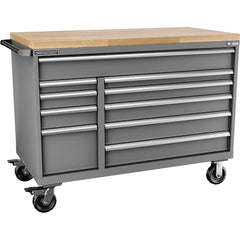 Champion Tool Storage - Mobile Work Centers; Type: Standard Depth Butcher Block Top Cabinet ; Load Capacity (Lb.): 440.000 ; Number of Drawers: 10 ; Width (Inch): 56-1/2 ; Depth (Inch): 28-1/2 ; Height (Inch): 33-1/2 - Exact Tooling