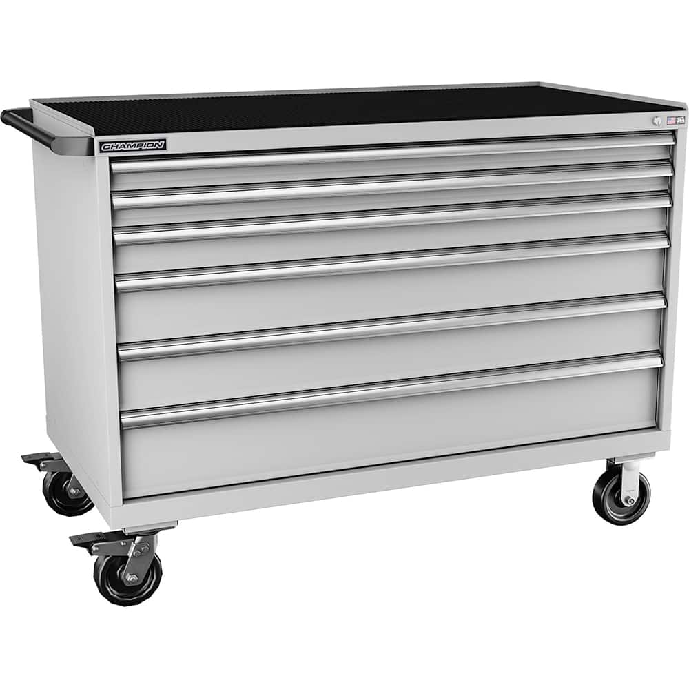 Champion Tool Storage - Mobile Work Centers; Type: Standard Depth Retainer Top Cabinet ; Load Capacity (Lb.): 440.000 ; Number of Drawers: 6 ; Width (Inch): 56-1/2 ; Depth (Inch): 28-1/2 ; Height (Inch): 43-1/4 - Exact Tooling