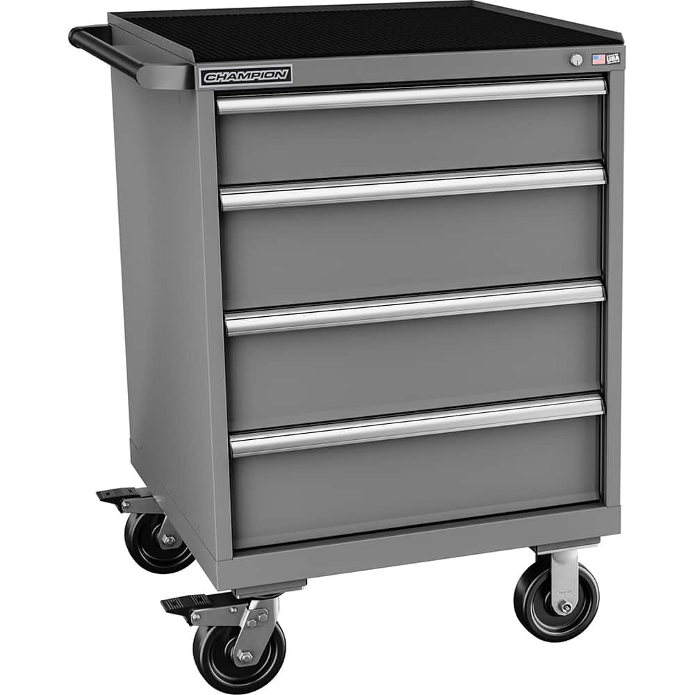 Champion Tool Storage - Mobile Work Centers; Type: Standard Depth Retainer Top Cabinet ; Load Capacity (Lb.): 440.000 ; Number of Drawers: 4 ; Width (Inch): 28-1/4 ; Depth (Inch): 28-1/2 ; Height (Inch): 43-1/4 - Exact Tooling