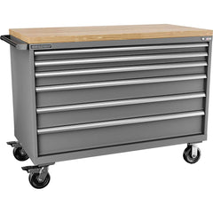 Champion Tool Storage - Mobile Work Centers; Type: Standard Depth Butcher Block Top Cabinet ; Load Capacity (Lb.): 440.000 ; Number of Drawers: 6 ; Width (Inch): 56-1/2 ; Depth (Inch): 28-1/2 ; Height (Inch): 43-1/4 - Exact Tooling