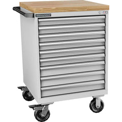 Champion Tool Storage - Mobile Work Centers; Type: Standard Depth Butcher Block Top Cabinet ; Load Capacity (Lb.): 440.000 ; Number of Drawers: 9 ; Width (Inch): 28-1/4 ; Depth (Inch): 28-1/2 ; Height (Inch): 43-1/4 - Exact Tooling