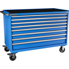 Champion Tool Storage - Mobile Work Centers; Type: Standard Depth Retainer Top Cabinet ; Load Capacity (Lb.): 440.000 ; Number of Drawers: 8 ; Width (Inch): 56-1/2 ; Depth (Inch): 28-1/2 ; Height (Inch): 43-1/4 - Exact Tooling