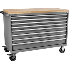 Champion Tool Storage - Mobile Work Centers; Type: Standard Depth Butcher Block Top Cabinet ; Load Capacity (Lb.): 440.000 ; Number of Drawers: 8 ; Width (Inch): 56-1/2 ; Depth (Inch): 28-1/2 ; Height (Inch): 43-1/4 - Exact Tooling