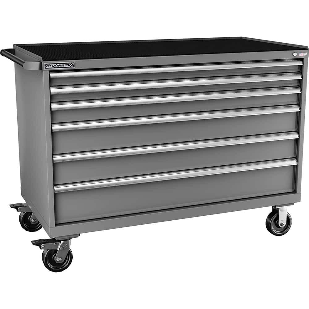 Champion Tool Storage - Mobile Work Centers; Type: Standard Depth Retainer Top Cabinet ; Load Capacity (Lb.): 440.000 ; Number of Drawers: 6 ; Width (Inch): 56-1/2 ; Depth (Inch): 28-1/2 ; Height (Inch): 43-1/4 - Exact Tooling