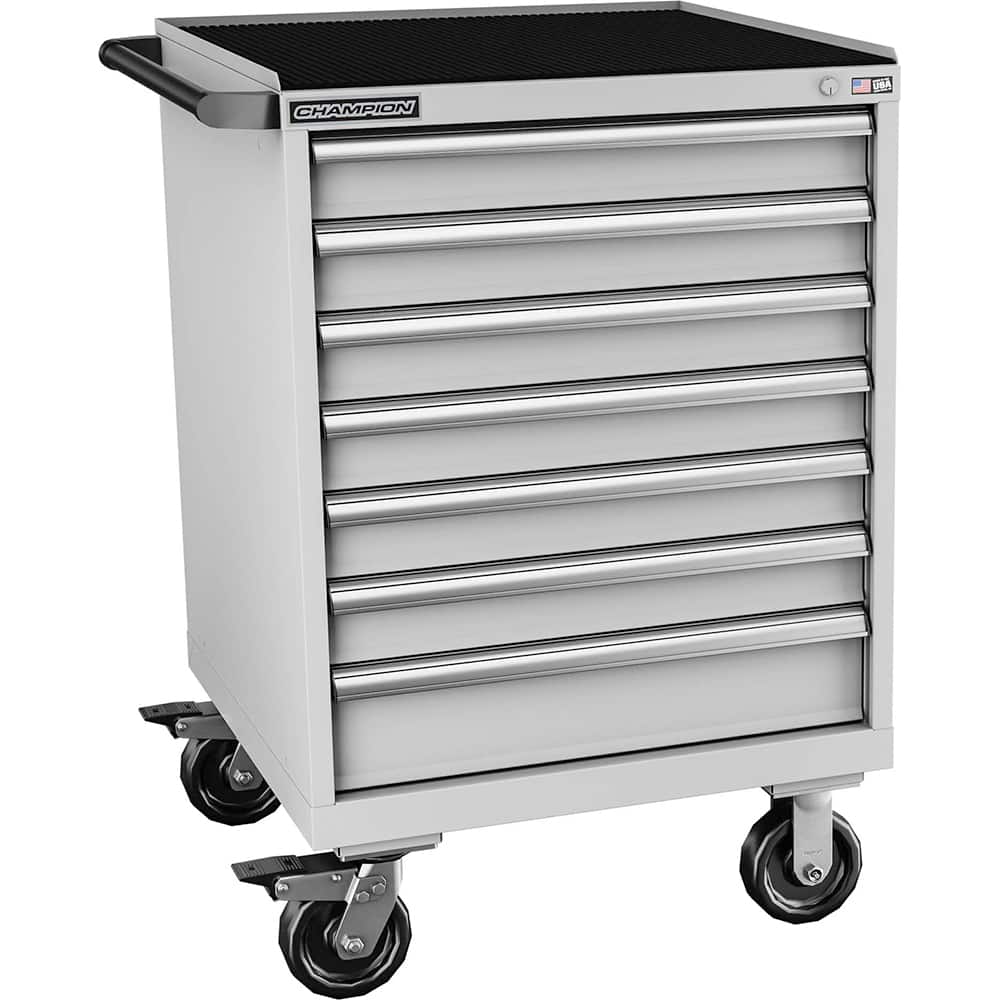 Champion Tool Storage - Mobile Work Centers; Type: Standard Depth Retainer Top Cabinet ; Load Capacity (Lb.): 440.000 ; Number of Drawers: 7 ; Width (Inch): 28-1/4 ; Depth (Inch): 28-1/2 ; Height (Inch): 43-1/4 - Exact Tooling