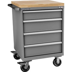 Champion Tool Storage - Mobile Work Centers; Type: Standard Depth Butcher Block Top Cabinet ; Load Capacity (Lb.): 440.000 ; Number of Drawers: 4 ; Width (Inch): 28-1/4 ; Depth (Inch): 28-1/2 ; Height (Inch): 43-1/4 - Exact Tooling