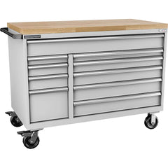 Champion Tool Storage - Mobile Work Centers; Type: Standard Depth Butcher Block Top Cabinet ; Load Capacity (Lb.): 440.000 ; Number of Drawers: 10 ; Width (Inch): 56-1/2 ; Depth (Inch): 28-1/2 ; Height (Inch): 33-1/2 - Exact Tooling