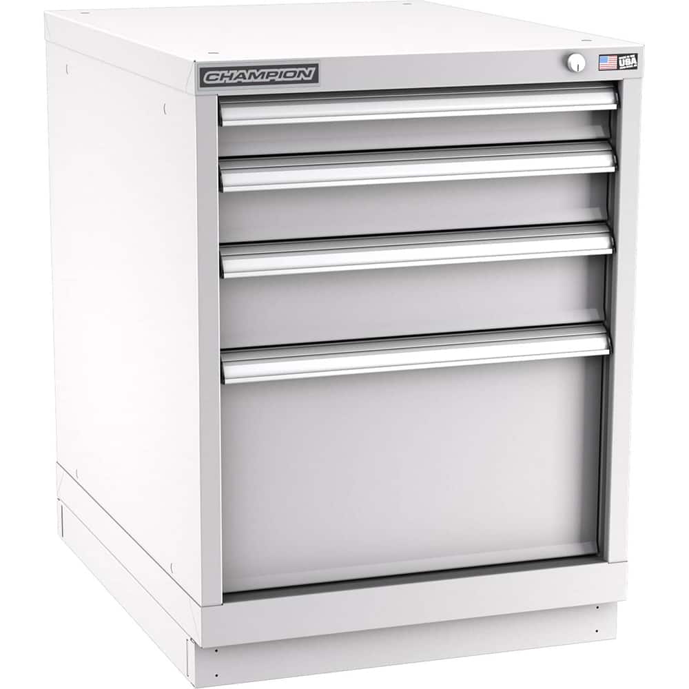Champion Tool Storage - Modular Storage Cabinets; Type: Desk-Height Narrow Width Drawer Cabinet ; Number of Drawers: 4.000 ; Height (Inch): 29-7/8 ; Width (Inch): 22-3/16 ; Depth (Inch): 28-1/2 ; Color: Light Gray - Exact Tooling