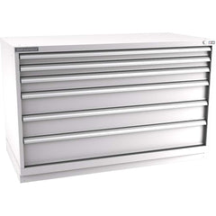 Champion Tool Storage - Modular Storage Cabinets; Type: Bench-Height Double Width Drawer Cabinet ; Number of Drawers: 6.000 ; Height (Inch): 35-7/8 ; Width (Inch): 56-1/2 ; Depth (Inch): 28-1/2 ; Color: Light Gray - Exact Tooling
