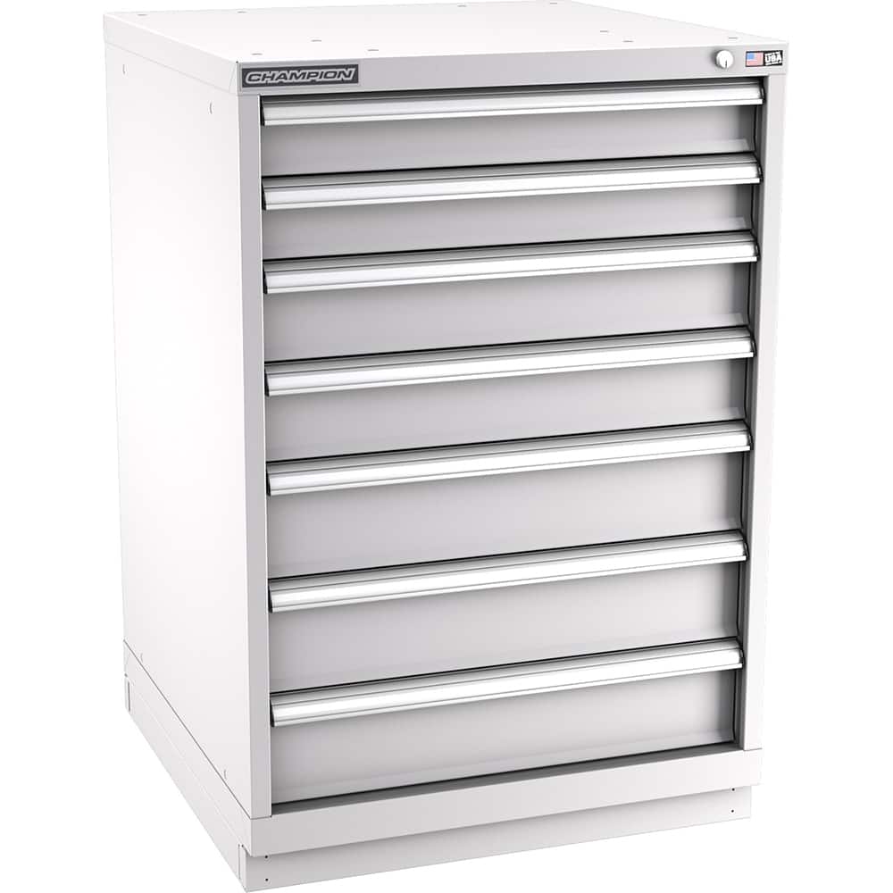 Champion Tool Storage - Modular Storage Cabinets; Type: Counter-Height Standard Width Drawer Cabinet ; Number of Drawers: 7.000 ; Height (Inch): 41-3/4 ; Width (Inch): 28-1/4 ; Depth (Inch): 28-1/2 ; Color: Light Gray - Exact Tooling
