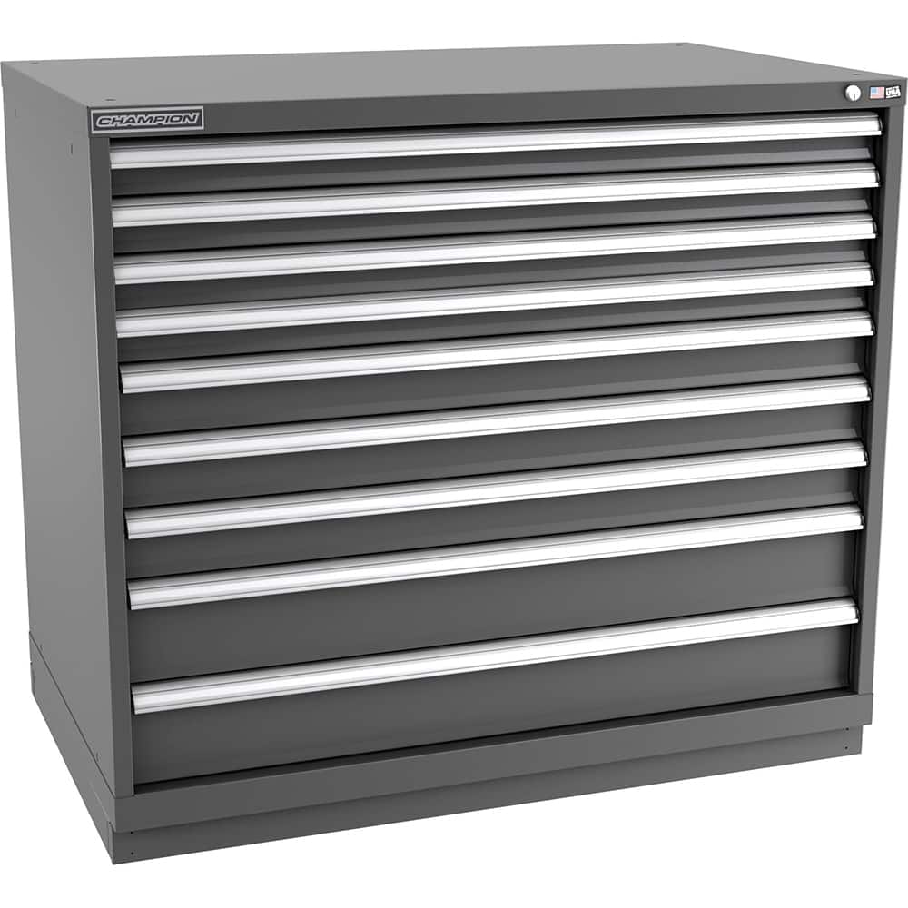 Champion Tool Storage - Modular Storage Cabinets; Type: Counter-Height Extra Width Drawer Cabinet ; Number of Drawers: 9.000 ; Height (Inch): 41-3/4 ; Width (Inch): 47 ; Depth (Inch): 28-1/2 ; Color: Dark Gray - Exact Tooling