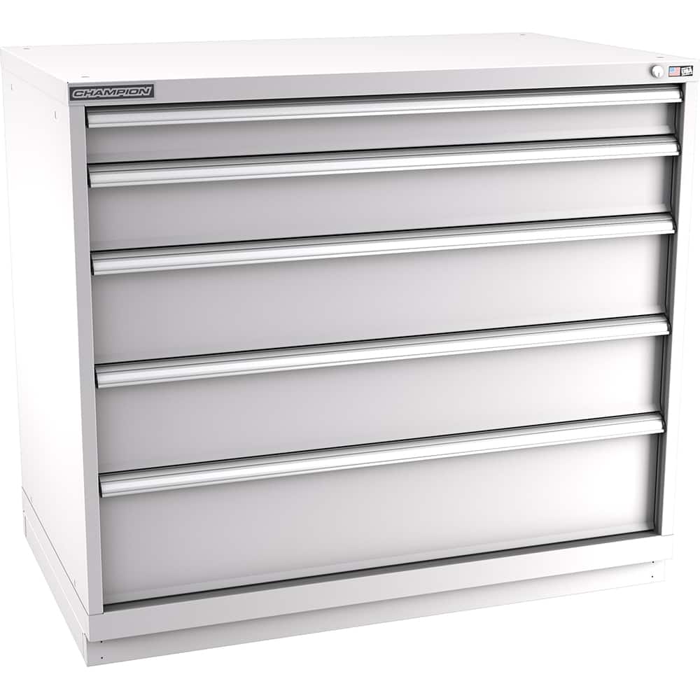 Champion Tool Storage - Modular Storage Cabinets; Type: Counter-Height Extra Width Drawer Cabinet ; Number of Drawers: 5.000 ; Height (Inch): 41-3/4 ; Width (Inch): 47 ; Depth (Inch): 28-1/2 ; Color: Light Gray - Exact Tooling